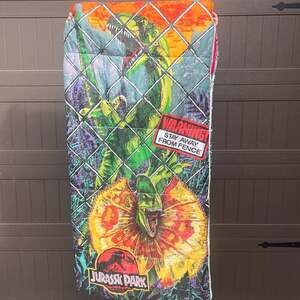 Jurassic Park Sleeping Bag Size 30 X 57 1992 Vintage Dinosaur 90s Kids